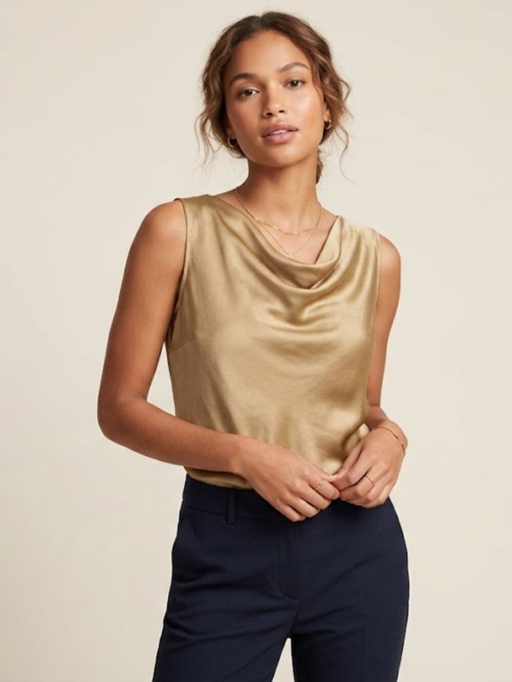 Gap Silk Sleeveless Cowl Neck Shirt‎ Top XS Blouse